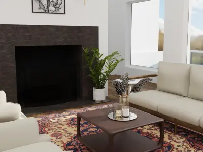 Living Room Interior Scene 01 Low-poly 3D model