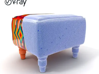 Colorful Ottoman Model Pack with PBR Textures Low-poly 3D model