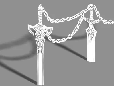 Stone Town Magic Cave - Sword - Iron Chain 01 3D model