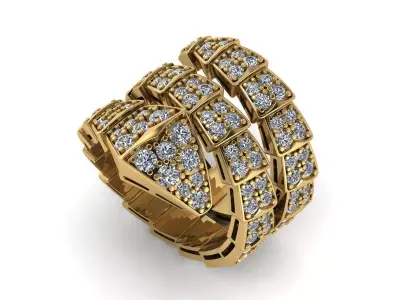 BVLGARI snake diamonds ring 3D print model