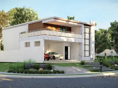 3 Bedrooms Modern villa Low-poly 3D model