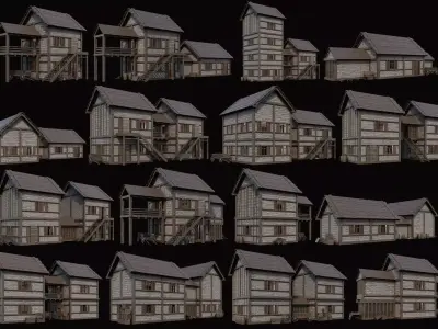 Medieval Village Pack  - 10 Assets - 4K Textures Game Ready Low-poly 3D model