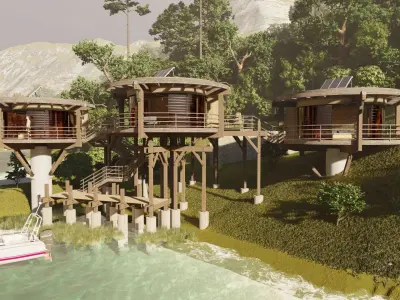 Forest villa-wooden villa-virgin wooden hut 3D model