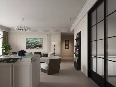 Luxury living room dining room interior scenes 17 3D model