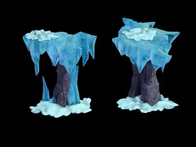 Deep in the snow mountains - stone pillars 324 3D model