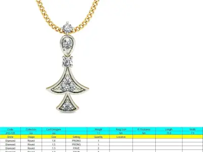 Solitaire Women Pendant 3dm STL OBJ FBX Renders Details 3D print model 37