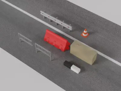 Road tools small pack Free 3D model