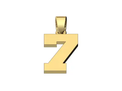 NBA font number 7 pendant charm with bail 3D print model