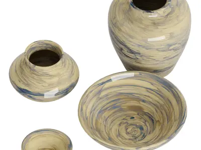 Handcrafted Marbled Ceramic Collection 3D model