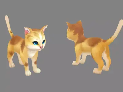 Cartoon Orange Cat  - Yellow Cat Low-poly 3D model