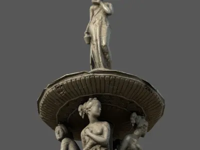 Water fountain Greek Low-poly 3D model