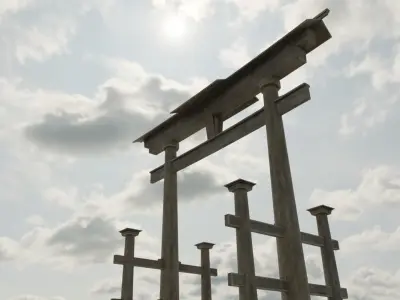 Low Poly PBR Torii Gate Low-poly 3D model