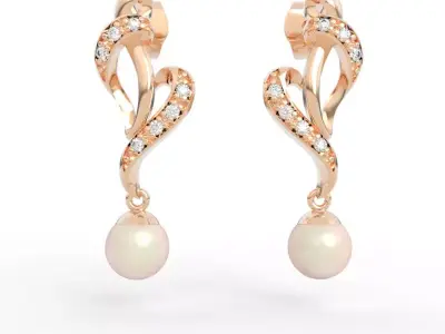 5mm Pearl Drop Earrings 3D print model