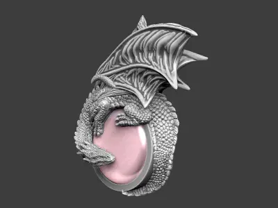 Dragon pendant design royal luxury skull death 3D print model