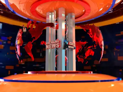 news studio setup  Low-poly 3D model