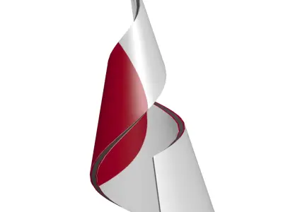 Japan Flag on a helical spiral structure 3D model