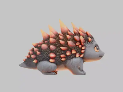Cute Chibi Lava Rock Monster Low-poly 3D model