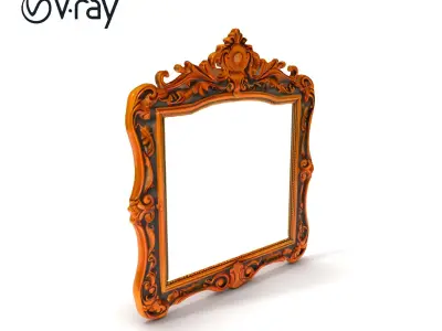 Baroque Ornate Mirror Frame Model Pack Low-poly 3D model