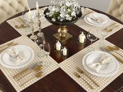 Table Chairs Tableware 3D model