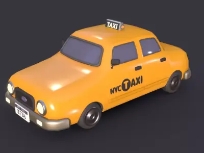 Cute NYC Taxi Low-poly 3D model