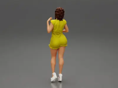 Beautiful Fashion model wearing dress 3D print model