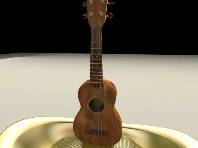 Chinese gold ingot with ukulele 3D model