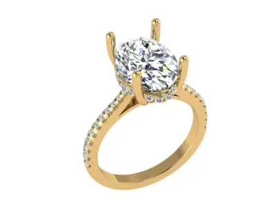 Oval cathedral solitaire with under halo 3D print model