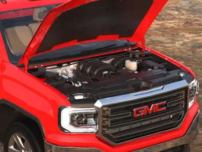 Gmc Sierra 2018 with eninge high quality and lowpoly 3D model