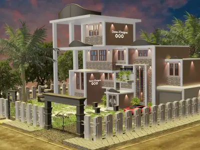 modern house  Low-poly 3D model