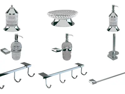 bathroom accessories 41 Pieces 3D model