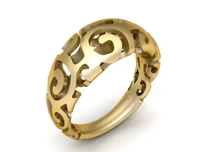 gold filigree ring 3D print model