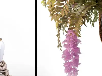 Modern pot indoor flower floral 3D model