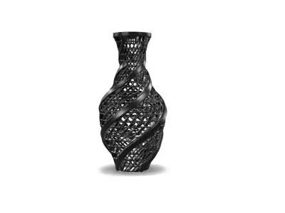 Dark Narrow Top Vase Helix with Checker Grid Lattice 3D model