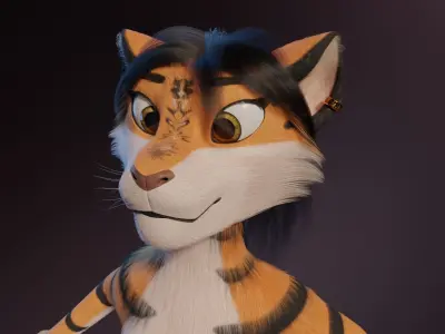 Rebecca Anthro Tiger 3D model