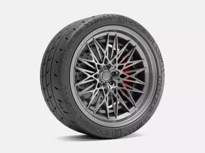 20x10 Rotiform QLB Wheel Hoosier Track Attack Pro Tire 3D print model