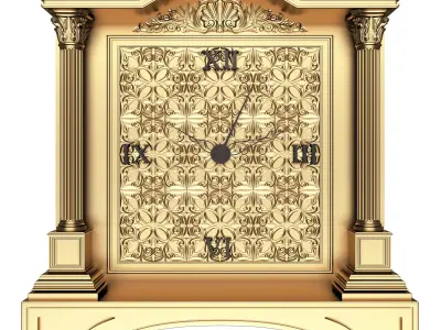 Classic Clock 016 Gold Low-poly 3D model