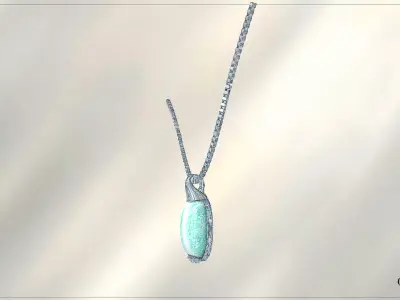 Emerald Teardrop Pendant Necklace Low-poly 3D model