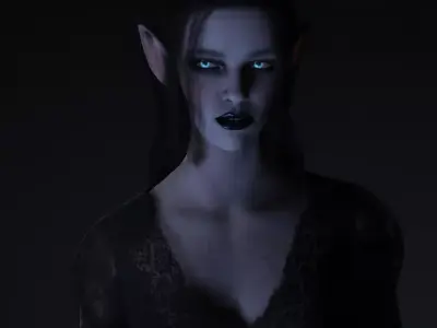 Dark Elf Sorceress  Realistic Fantasy Female Character Low-poly 3D model