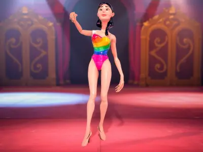 Rainbow Swimsuit Character model pack Low-poly 3D model