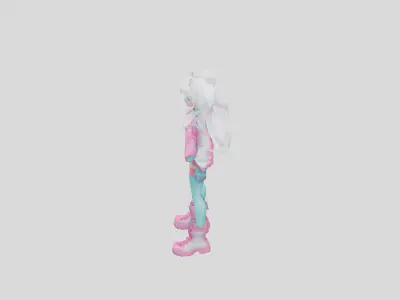 Scifi girl character Low-poly 3D model