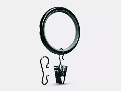 SYRLIG Curtain ring with clip and hook 4 Low-poly 3D model