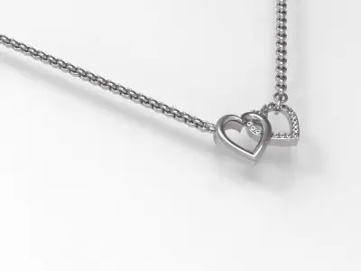 Double Heart Pendant Necklace Free 3D print model