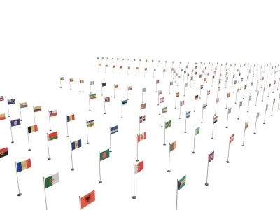 All Country Flag Low-poly 3D model