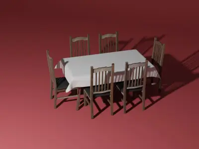 Dinner table and chairs 3D model