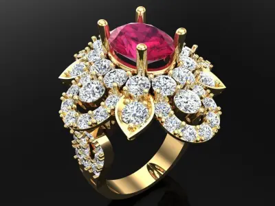 Gemstone rings - Oval stone ring - Diamond rings - 3021 3D print model