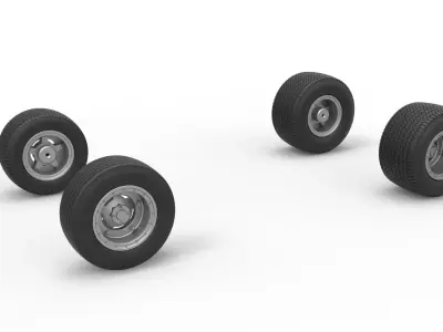 Wheel set of Northeast Dirt Modified stock car V3 Scale 1 to 25 3D print model