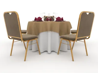 Banquet Table and Chair 05 3D model