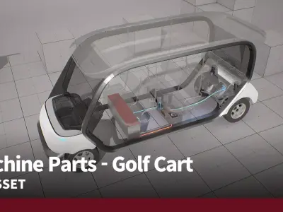 Machine Parts - Golf Cart Low-poly 3D model