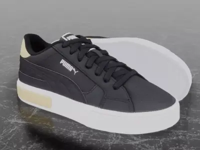 Puma 3D Shoes - White - Black - Gold Low-poly 3D model