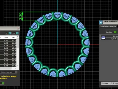 U Shaped Eternity Ring 3 point 2 mm stone size swiss 15 and EU55 3D print model